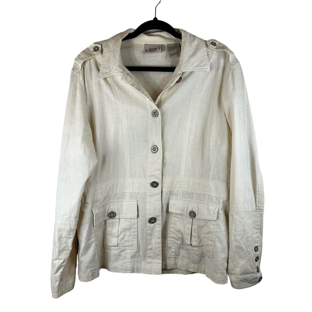 Biilblass Jeanswear White Button Up Collar Long Sleeved Jacket